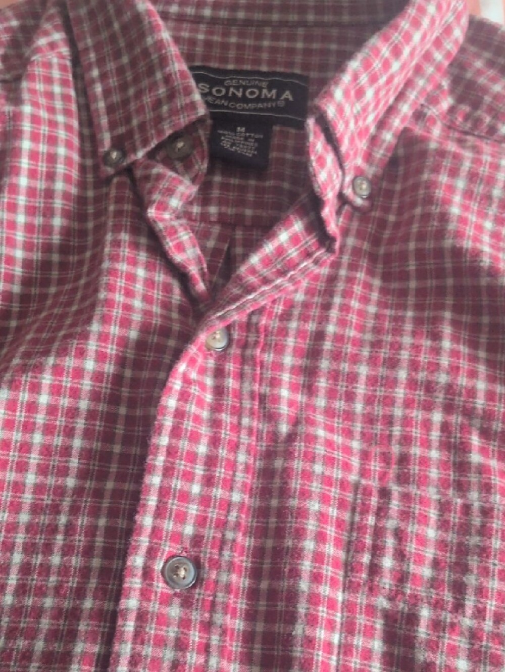 Sonoma Red and White Plaid Short-Sleeve Button-Down Shirt - Picture 5 of 6
